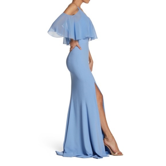 Dress the Population Blue Bridal One Shoulder L - Picture 4 of 6